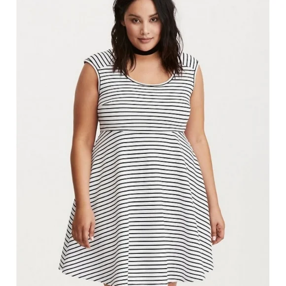 torrid striped skater dress Torrid black and white striped skater dress 4X